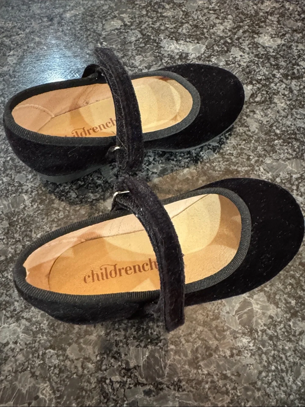 Childrenchic Black Velvet Mary Jane Girls' Dress Shoes
